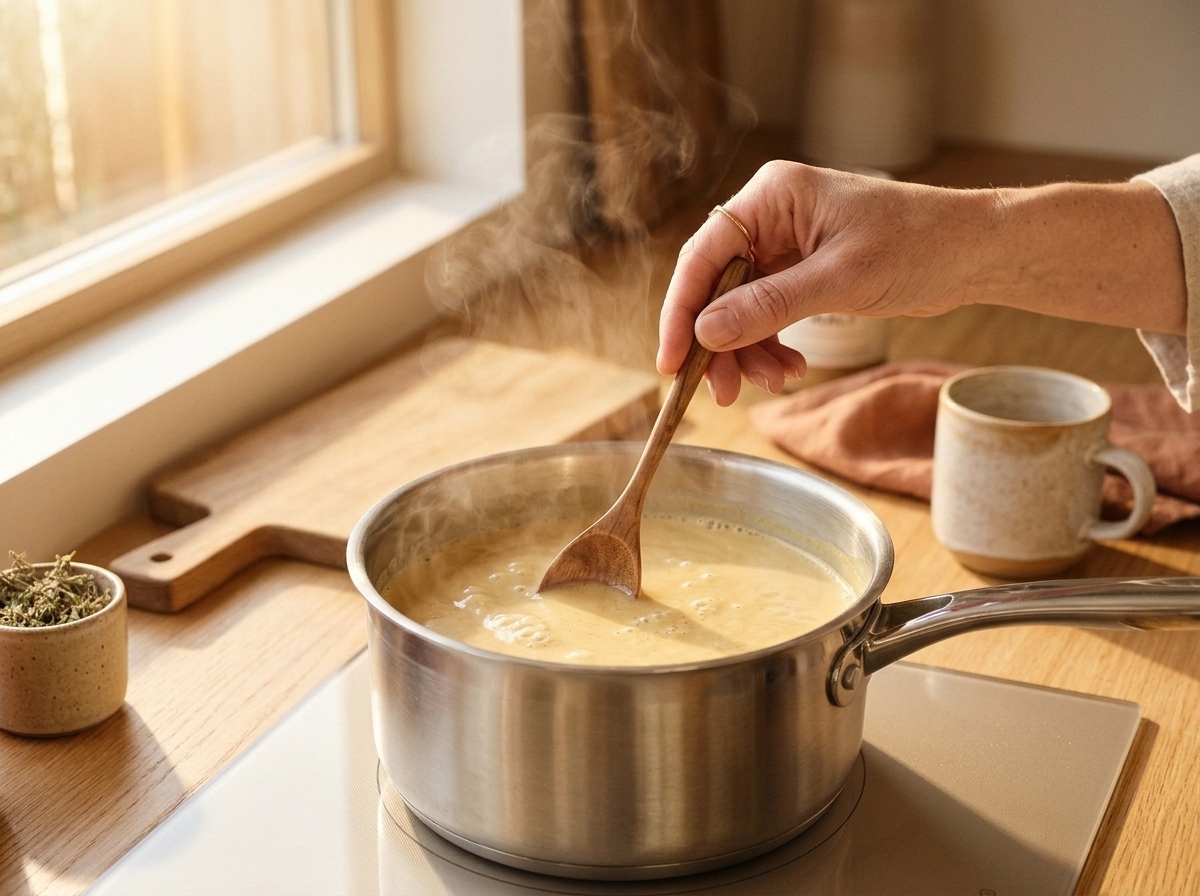 Simmering on low flame for 2 minutes while stirring